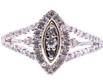 14 Karat White Gold Diamond Marquise Engagement Ring Estate Ring