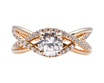 GIA Certified Diamond 14 Karat Yellow Gold Engagement Ring Infinity Estate Ring
