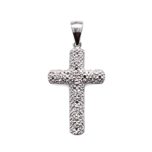 14 Karat White Gold Diamond Cross Estate Pendant