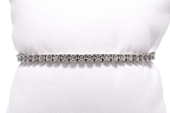 10 Karat White Gold Diamond Estate Tennis Bracelet - image 2