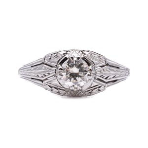 18 Karat White Gold Vintage Estate Engagement Ring