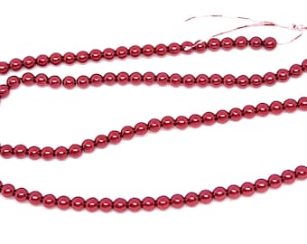 4mm Czech Pearls round - Christmas Red