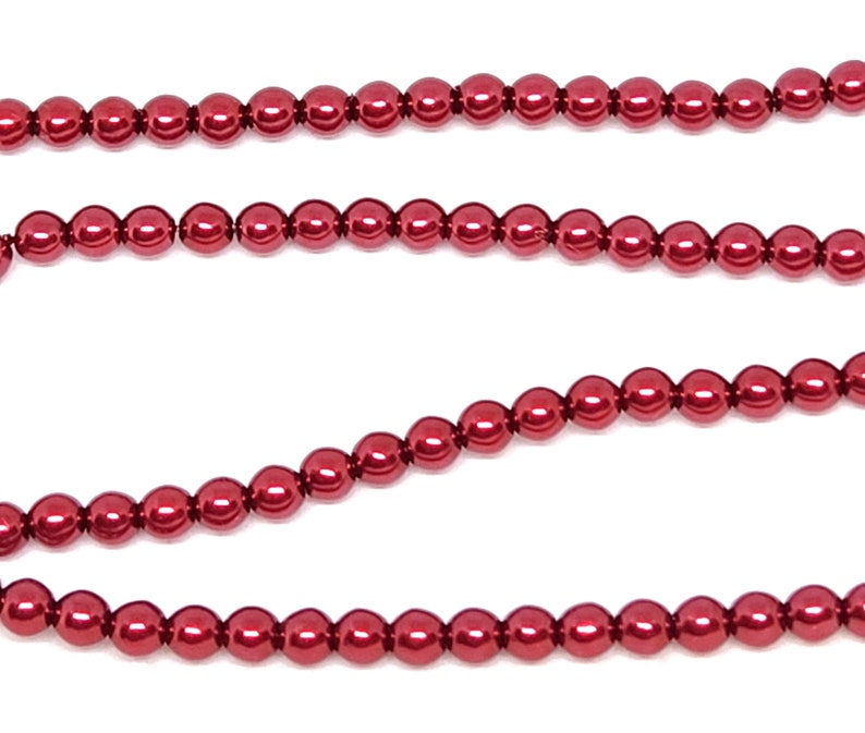 Perles tchèques rondes 4mm Rouge Noël image 2