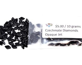 Czechmate Diamond, 2-Hole, Opaque Jet - 10 grams