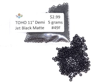 TOHO Demi - size 11 - Jet Black Matte (#49F) 5 grams