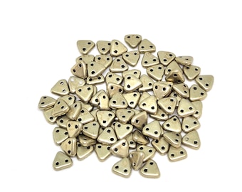 Czechmates Triangles 2-hole beads, Sueded Gold Cloud Dream 10 grams