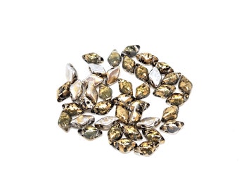 GemDuo Beads, 2-Hole, Backlit Menthol Gold Splash - 40 ct.