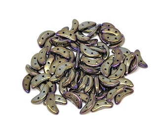 Czechmates Crescent 2-hole beads, Brown Iris, 10 grams
