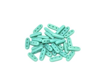 Beam beads, 3-Hole, Turquoise - 30 beads