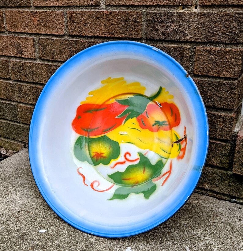 Enamelware Fruit Bowl Etsy