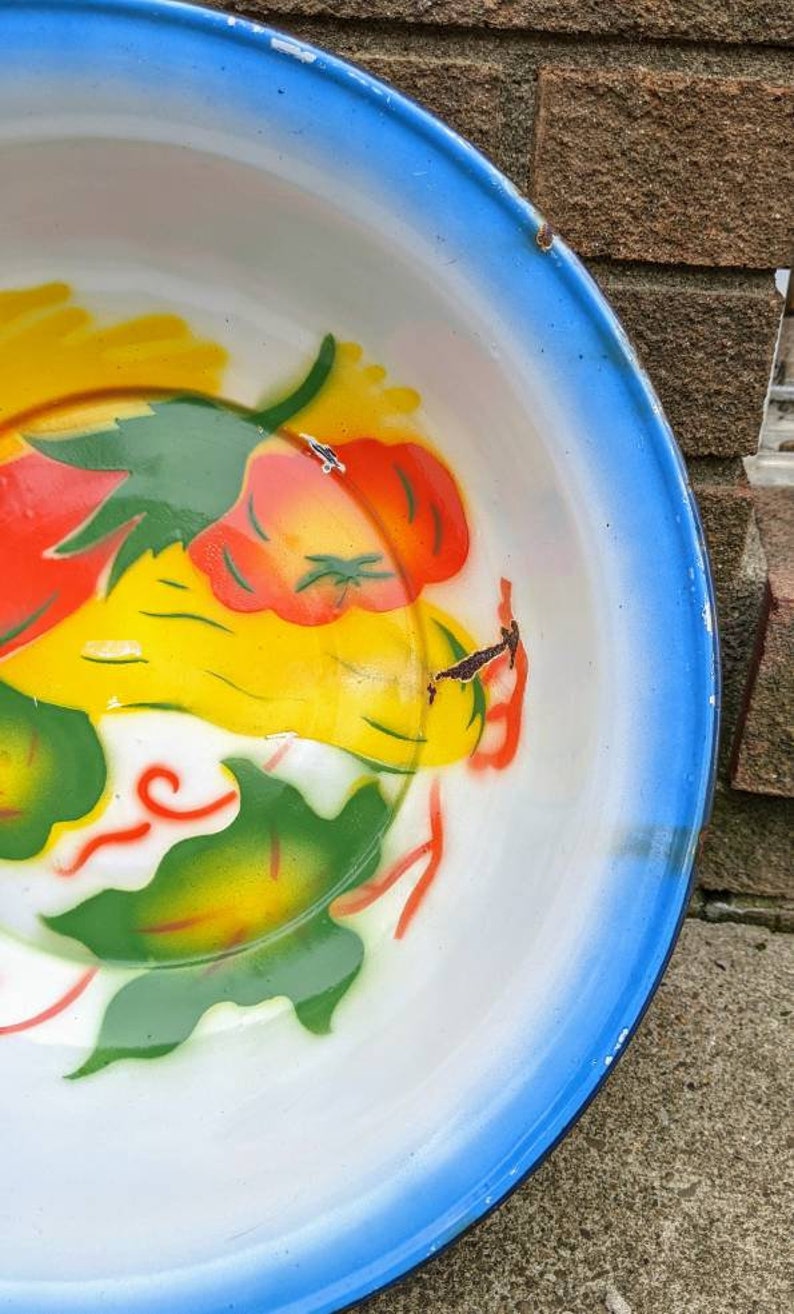 Enamelware Fruit Bowl Etsy