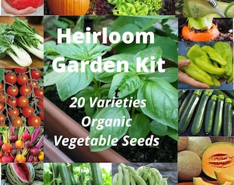 20 Heirloom Vegetable Seed Pack, Survival Seed Kit - 1400 Seeds