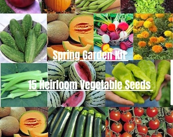 15 Heirloom Vegetable Garden Seed Kit, Organic, Non Gmo Bull Seeds, Seed Vault