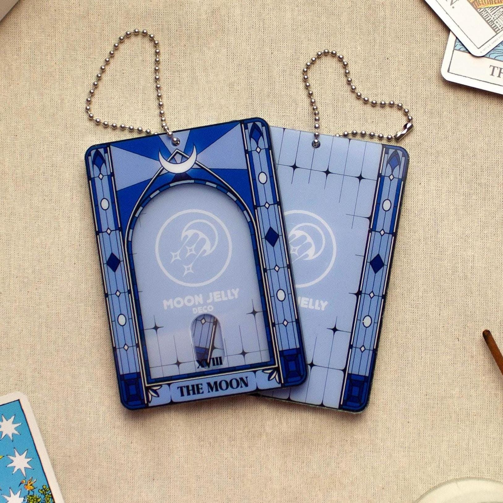 The Moon Tarot Card Stained Glass Kpop Photocard Holder, Acrylic