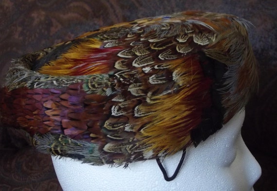 Superb Vintage feather covered pill box womens Hat