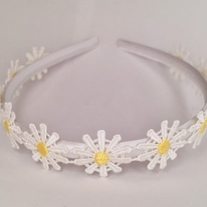 White Daisy Satin Headband