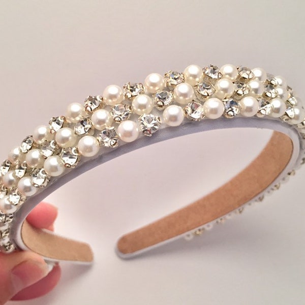 Pearl & Rhinestone Flower Girl/ Communion Headband