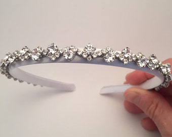 Rhinestone and Satin Flower Girl/ Communion Headband