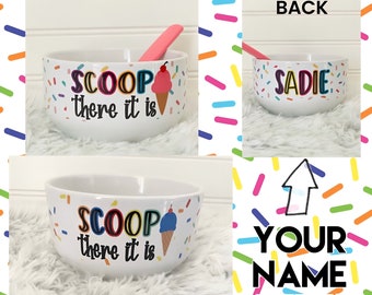 Personalized Ice Cream Ceramic Bowl, Name on Ice Cream Bowl, Sprinkles Ice Cream Bowl, Ice Cream Gift, personalized bowl