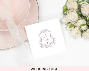 Hand Drawn Rustic Wedding Logo, Couples Monogram, Wedding Monogram for Invitations or Stationery, Personalised Monograms, Floral