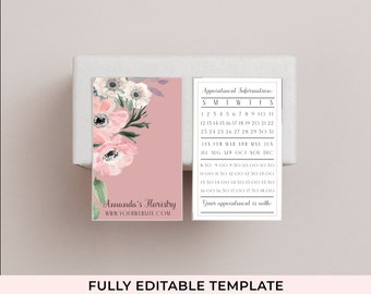 Floral Appointment Editable Card Template, Instant Download, Appointment Card Download, Editable Appointment Cards for Business, PDF