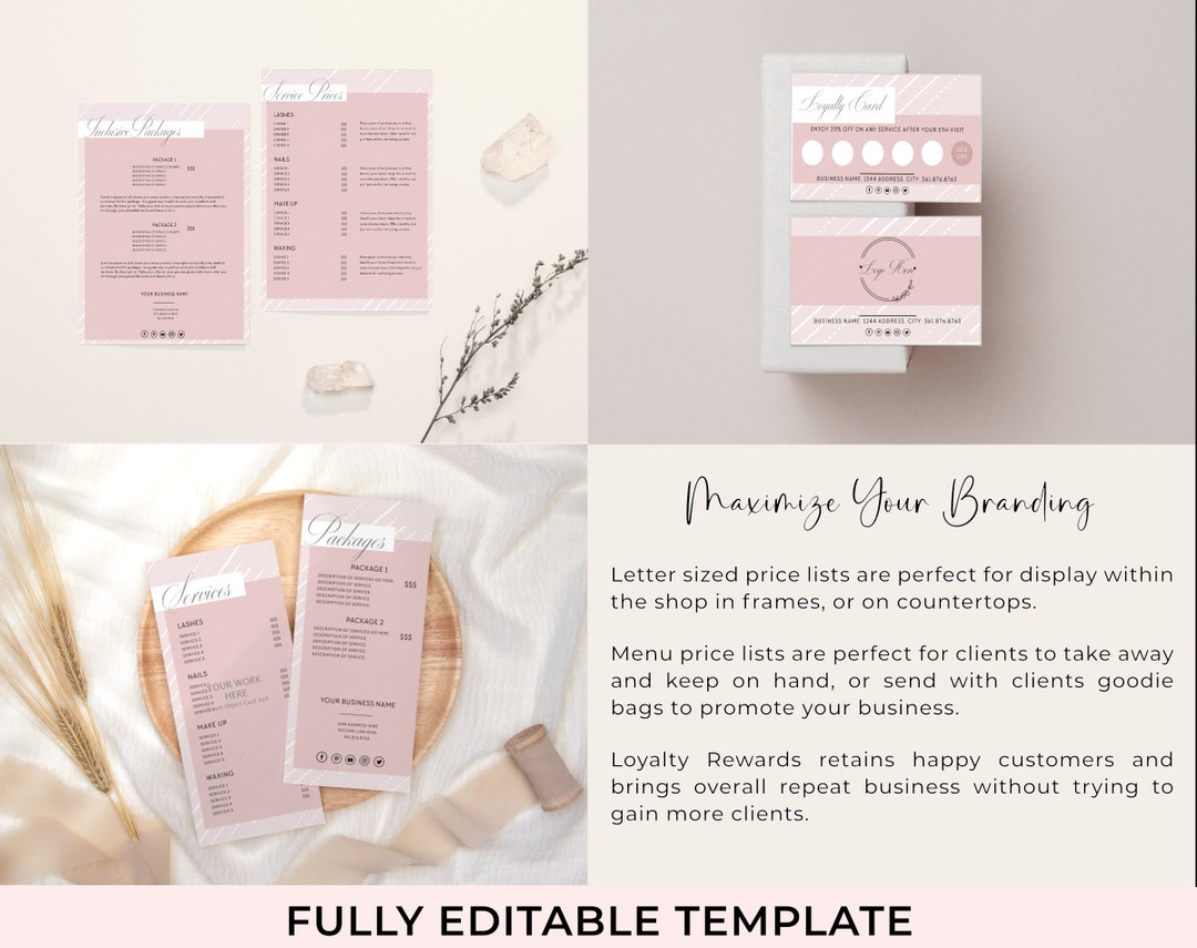 Blush Printable Editable Template Bundle for Small Business Etsy