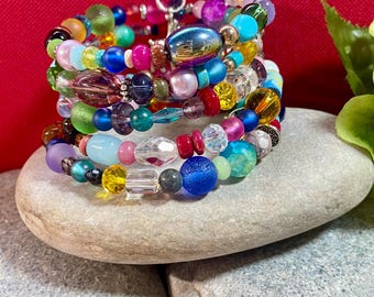 Beaded memory wire bracelet