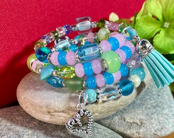 Beaded memory wire bracelet