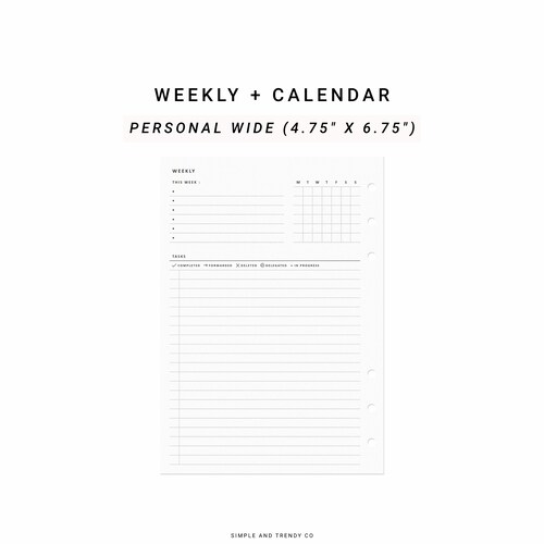 Personal Wide Inserts Personal Wide Planner Printable Etsy