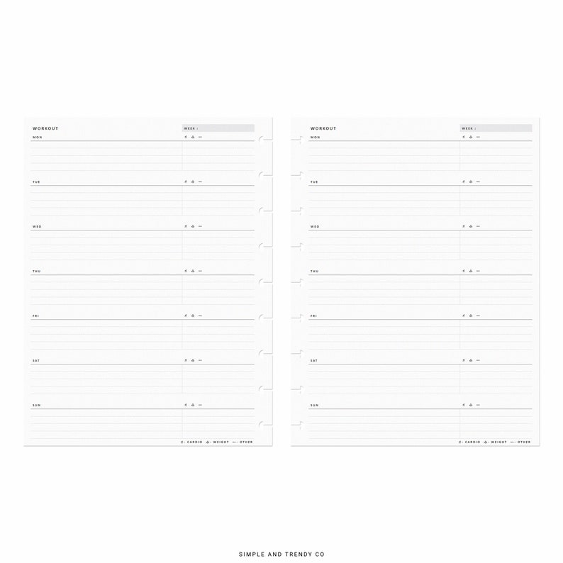 Workout Tracker Happy Planner Classic Printable Weekly Etsy