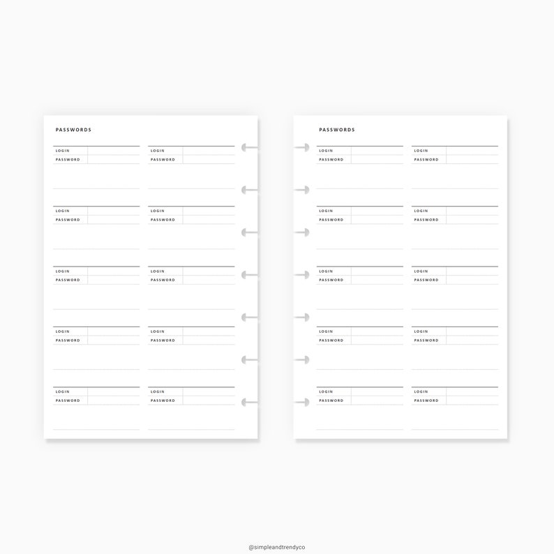Printable Password Log Happy Planner Mini Password Keeper | Etsy