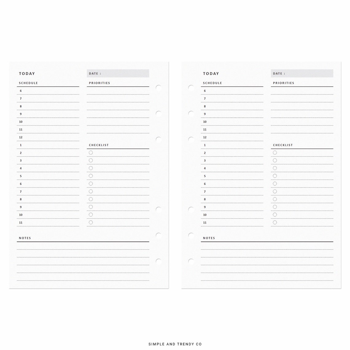 Daily Planner Printable A6 Inserts Daily Planners and Etsy