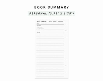 Book Summary, Printable Personal Planner Inserts, Reading Journal, Book Lover, Book Review, Reading Printable Planner, Book Summaries