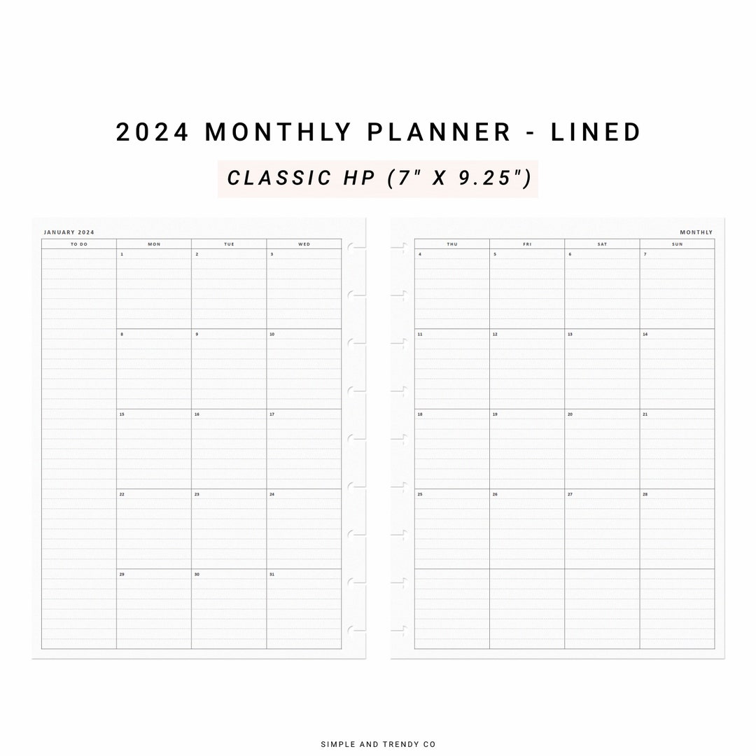 2024 Monthly Planner Minimalist Printable Happy Planner Etsy