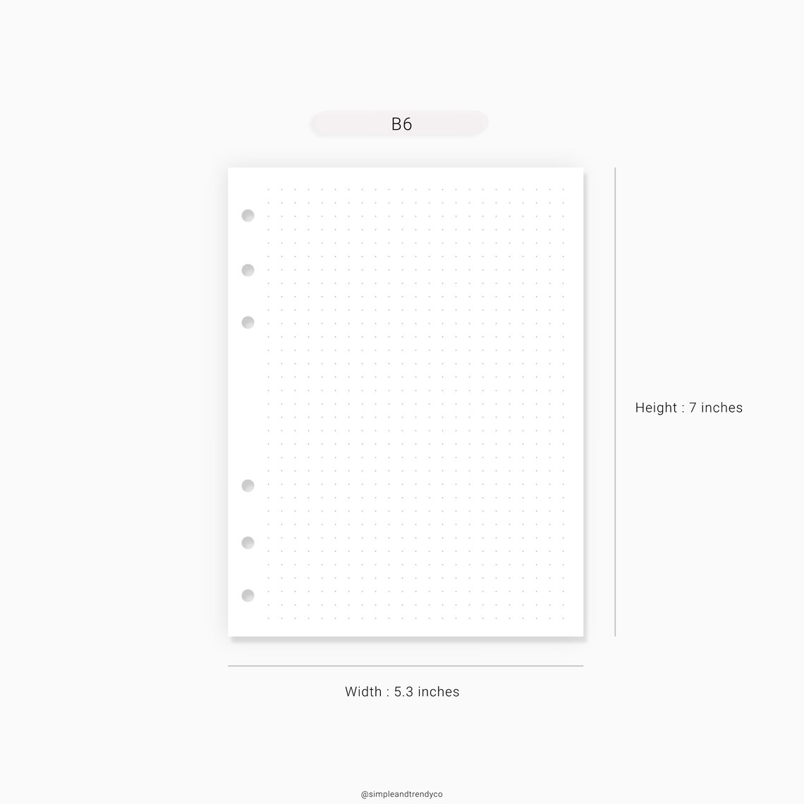 B6 Rings Dot Grid Lined Paper B6 Inserts B6 size Printable | Etsy