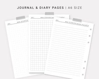 Printable Diary Pages Travel Journal B6 Inserts Writing | Etsy