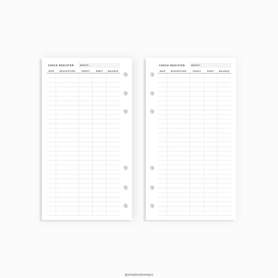 Checking Register Personal Planner Inserts Checkbook | Etsy