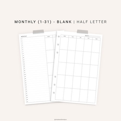 Daily Planner Printable Half Size Half Letter Inserts Daily Etsy