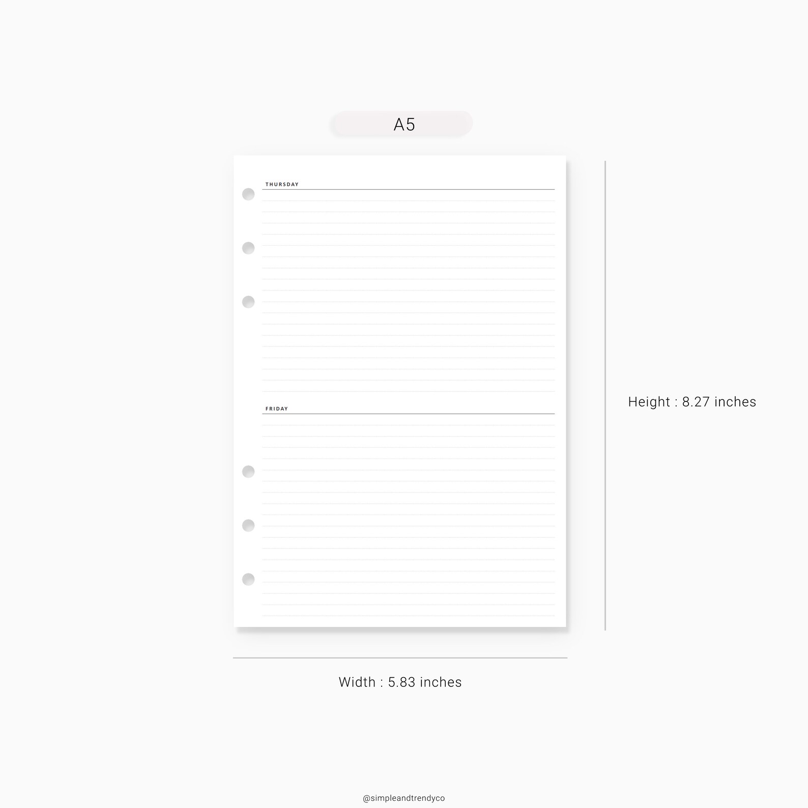 Undated Weekly Planner Printable A5 Planner Inserts Weekly | Etsy