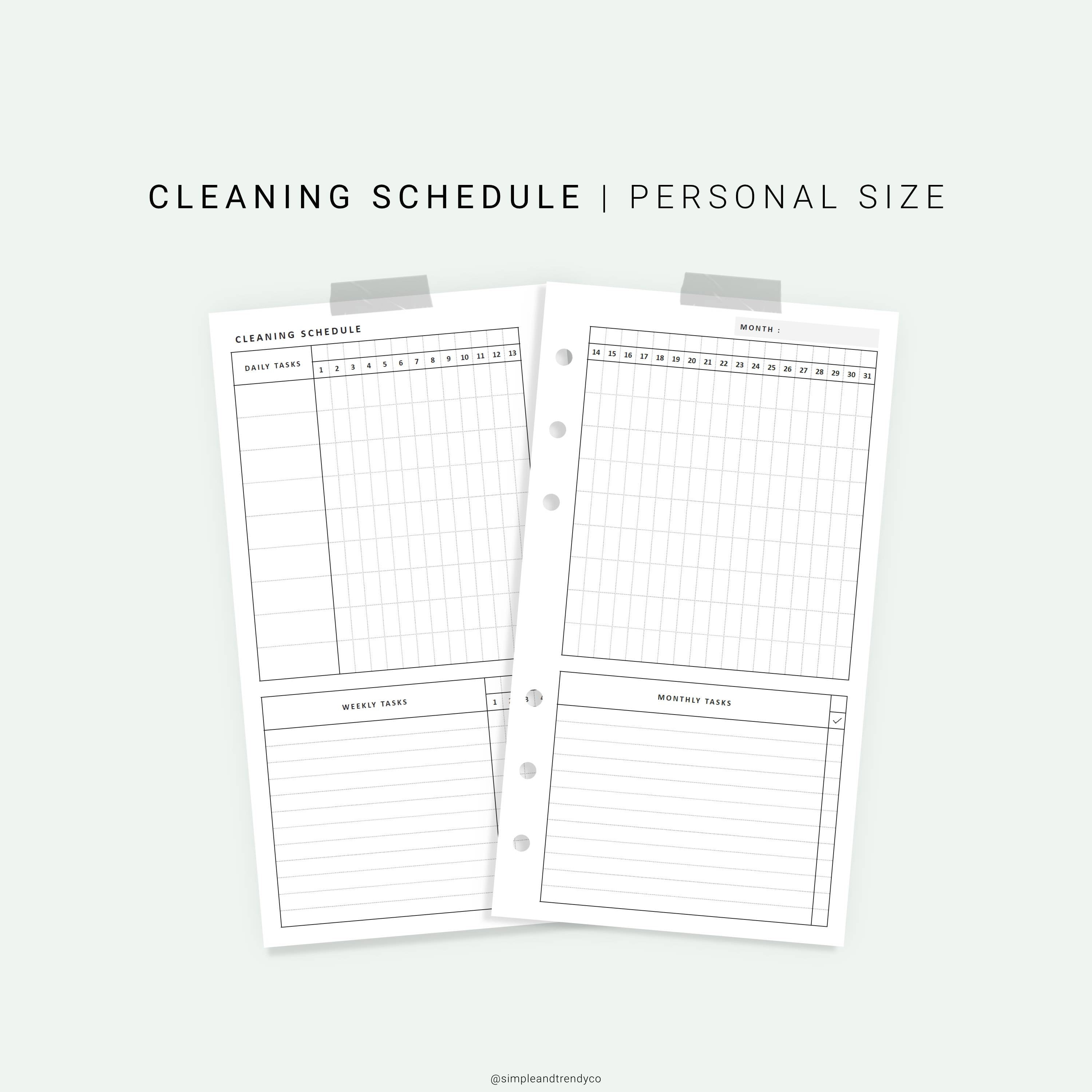 Wide Personal Planner Inserts Printable