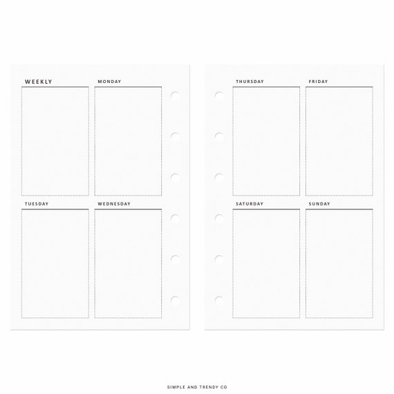 Weekly Planner No. 16, A6 Size Printable Vertical Timed Weekly