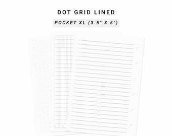 Dot Grid Lined Paper Pocket XL, Printable Writing Paper Blank Notes, Study Note Template, Lecture Notes Taking