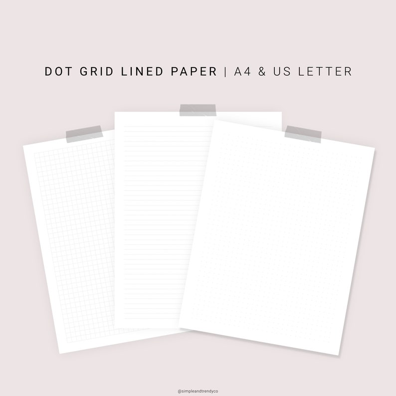dot grid lined paper a4 us letter size printable writing etsy