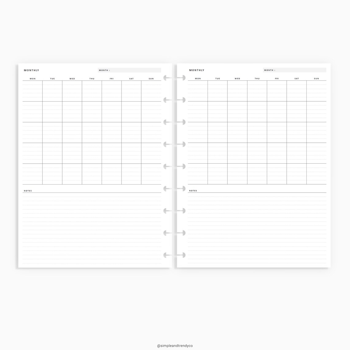 Month on One Page MO1P Happy Planner Classic Undated Monthly | Etsy
