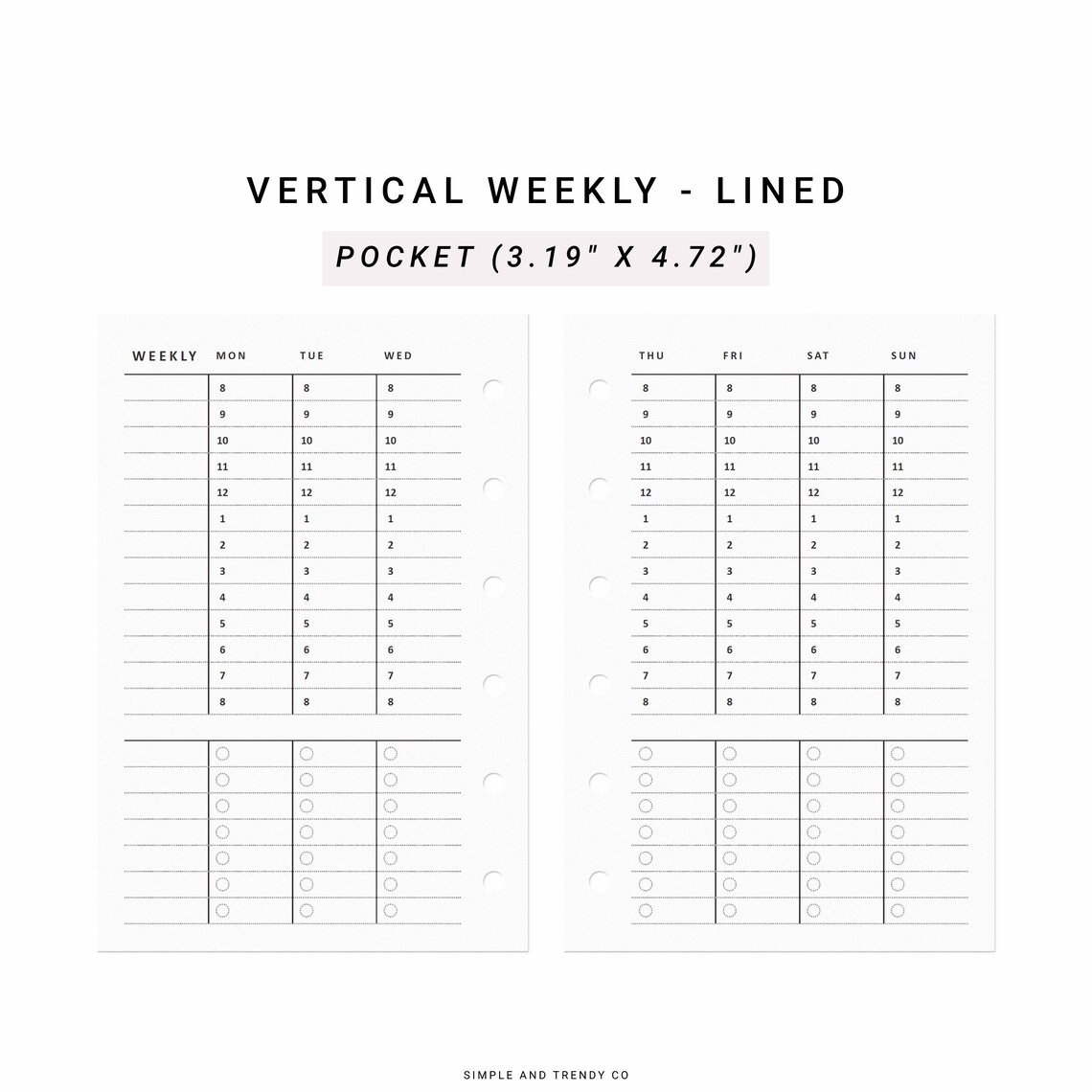 Undated Weekly Planner Pocket Size Vertical Weekly Agenda Etsy