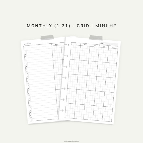 Monthly Planner Printable Happy Planner Mini Monthly List | Etsy