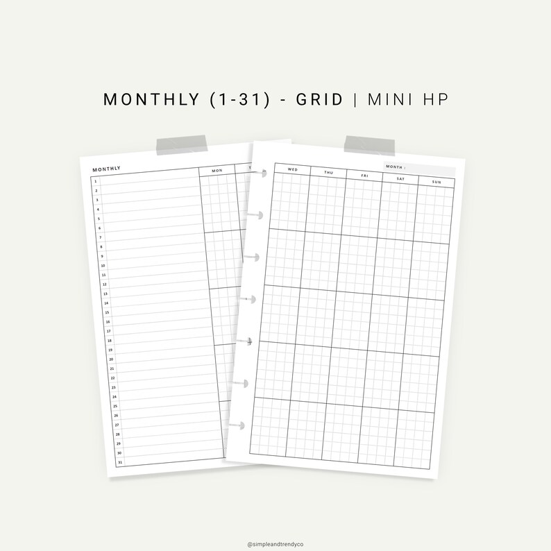 Monthly Planner Printable Happy Planner Mini Monthly List Etsy