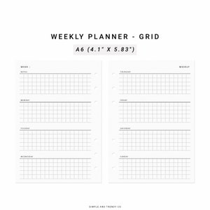 Weekly Planner Printable A6 Inserts, Weekly Schedule Printable, Weekly ...