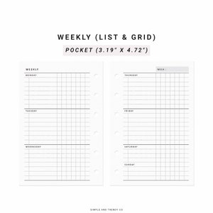 Weekly Planner Printable Pocket Size, Weekly to Do Checklist, Weekly Agenda Template - Etsy