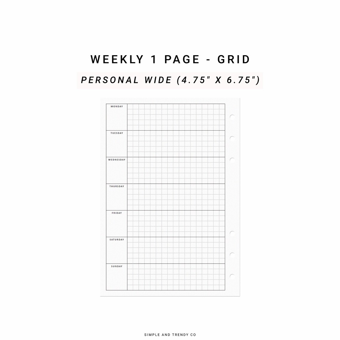 Weekly on One Page Weekly Planner Pages Printable Personal - Etsy